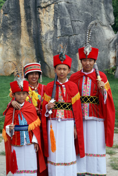 Family in traditional dress
